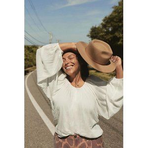 Anthropologie Maeve Leighton Blouse Top Raglan Sleeve White New L US ITEM